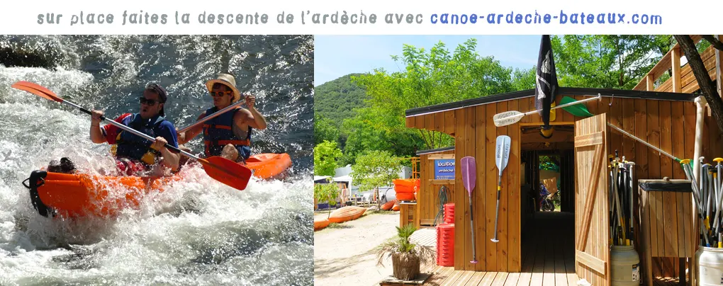 Cabanon de location de canoés du camping la Rouvière en Ardèche