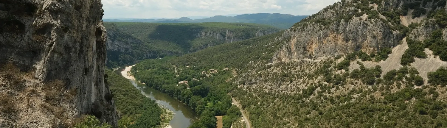 Panorama of the Ardèche gorges in France