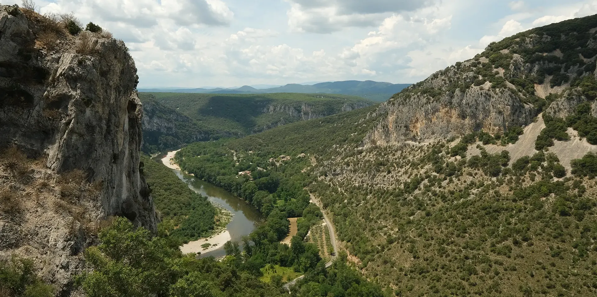 Panorama of the Ardèche gorges in France