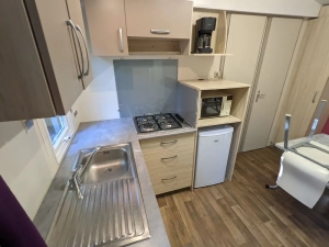 Close-up on the kitchen of a mobile home
